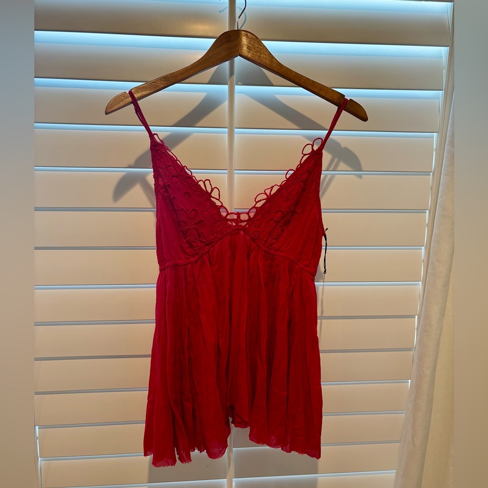 Red Lace Trim Camisole